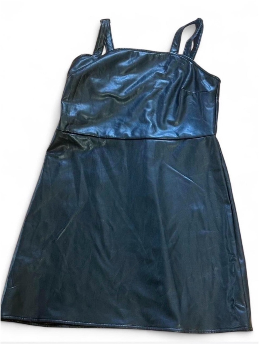 Halloween Black Faux Leather Spaghetti Strap Mini Dress